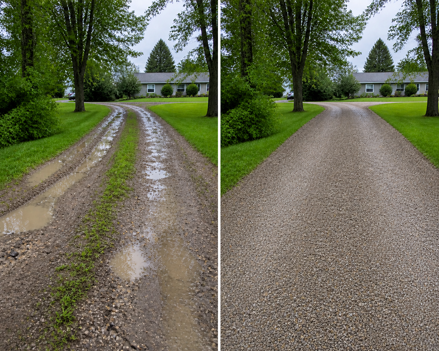 Representative driveway restoration before and after